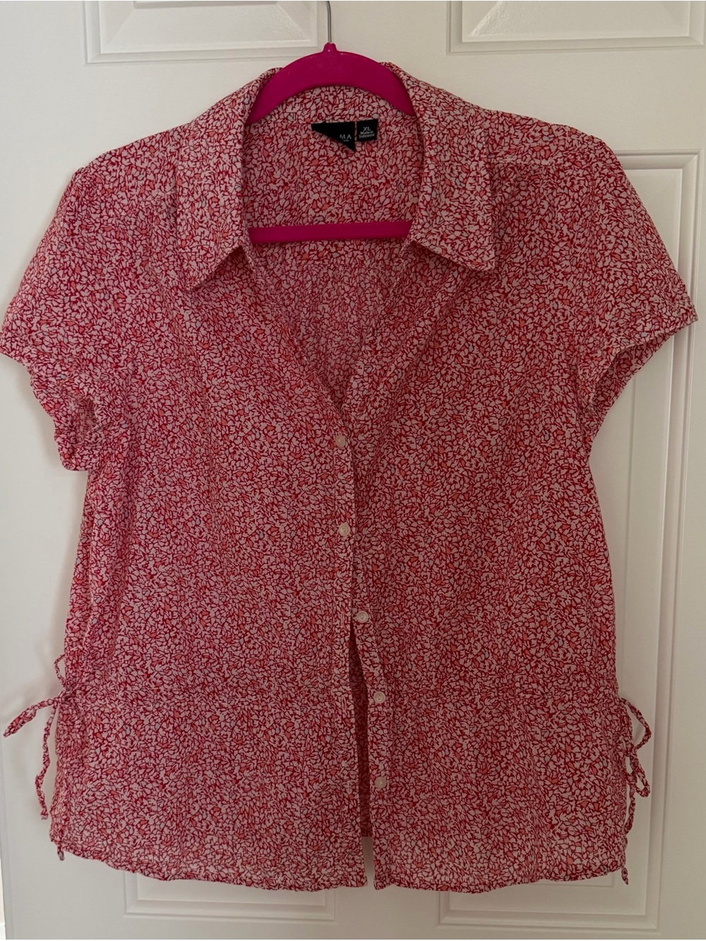 Sonoma Red Floral Short-Sleeve Button-Front Shirt